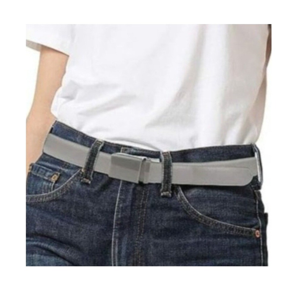 Falari Automatic Ratchet Belt Size Medium Adjustable Buckle Gray Leather Strap